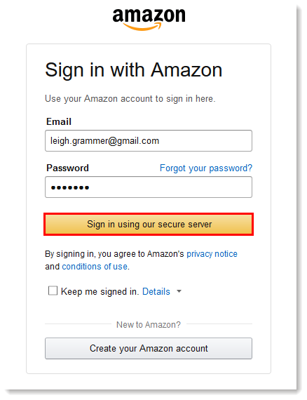 Ingrese con Amazon