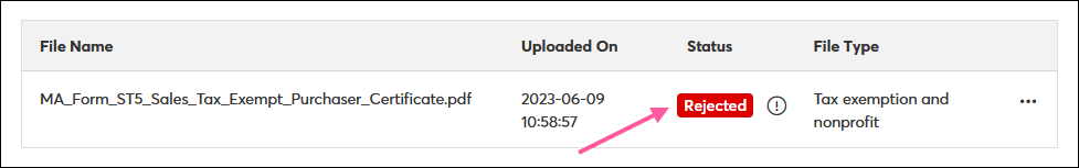 Non-Profit Portal with Rejected Status