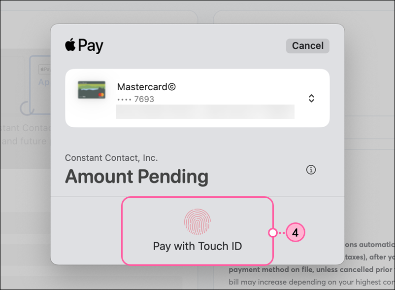 Apple Pay pop up with instructions to approve transaction