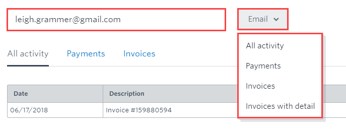 print or email your account invoice