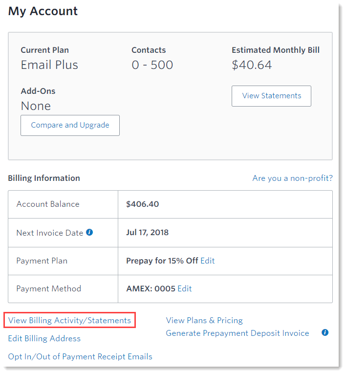 Print Or Email Your Account Invoice