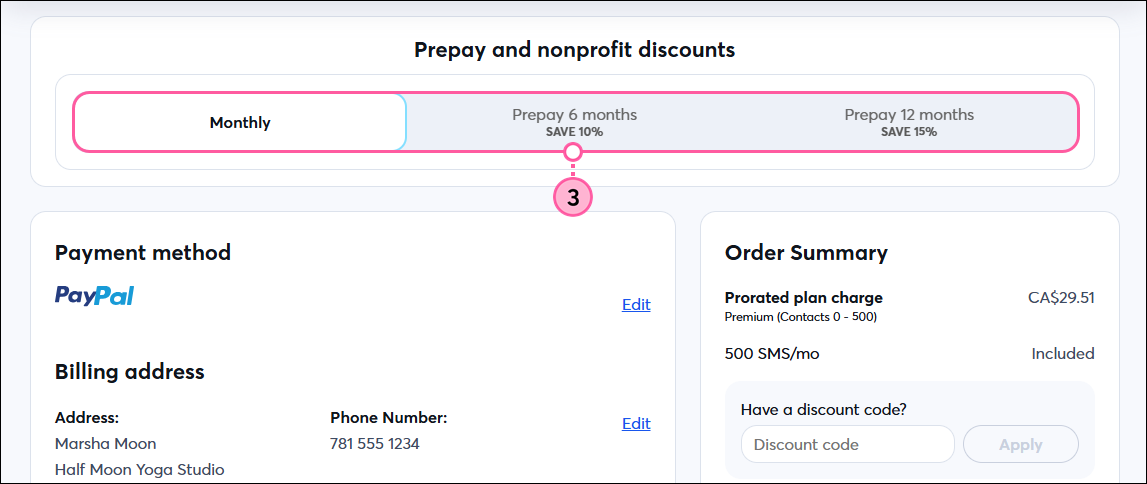 Checkout page with Payment Plan options