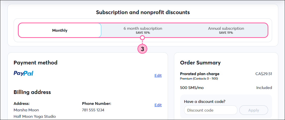 Checkout page with Payment Plan options