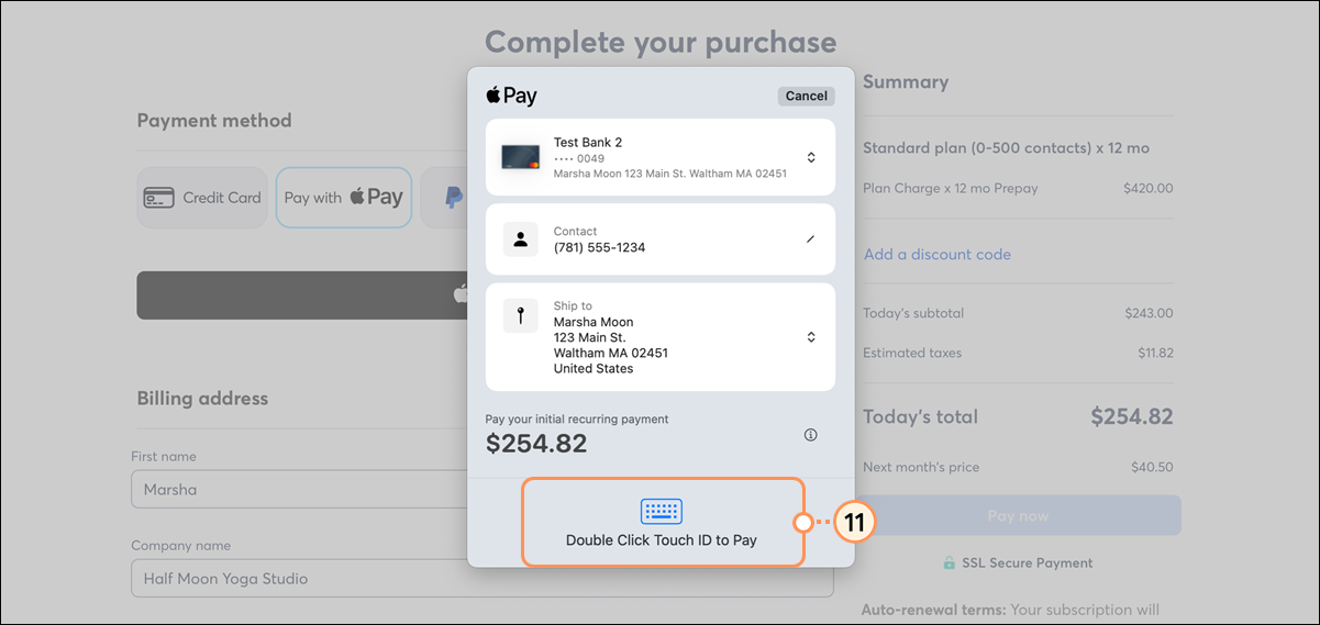 Apple Pay pop up to approve transaction