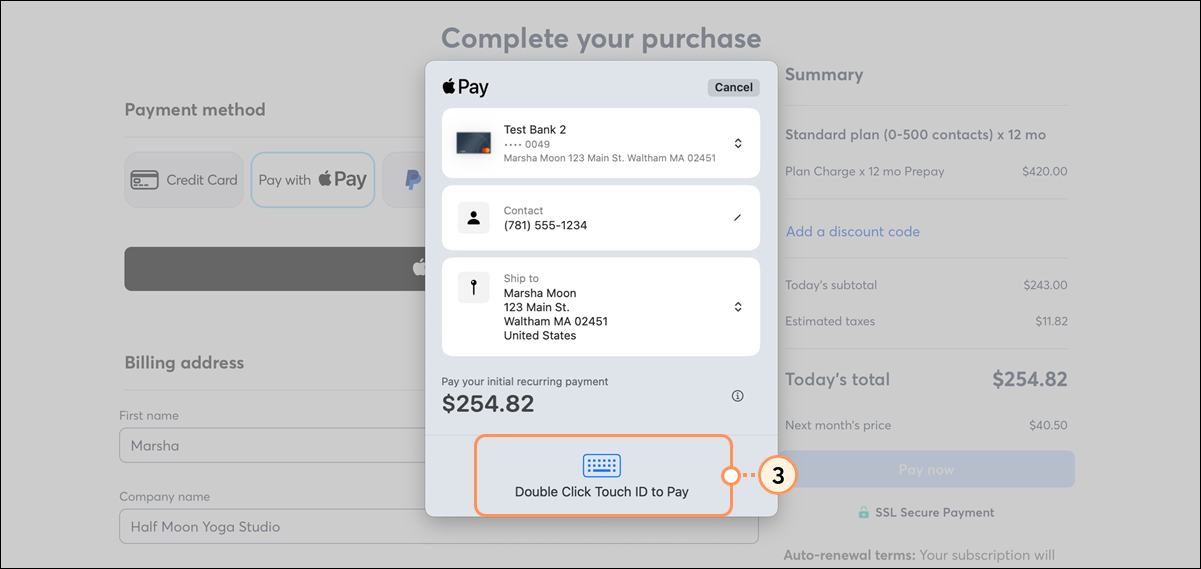 Apple Pay pop up to approve transaction