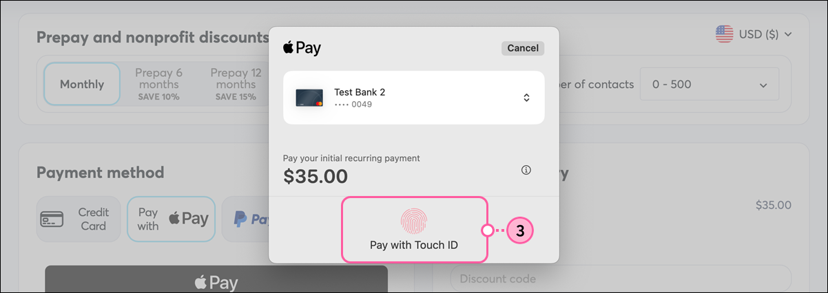 Apple Pay pop up to approve transaction