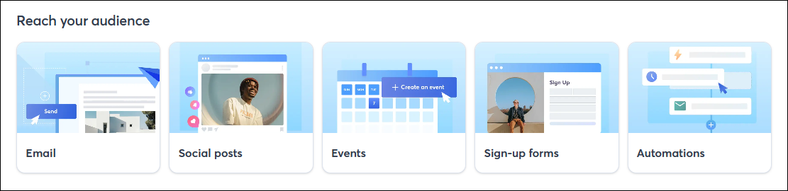 Options blocks for various tools to grow your list and reach your audience