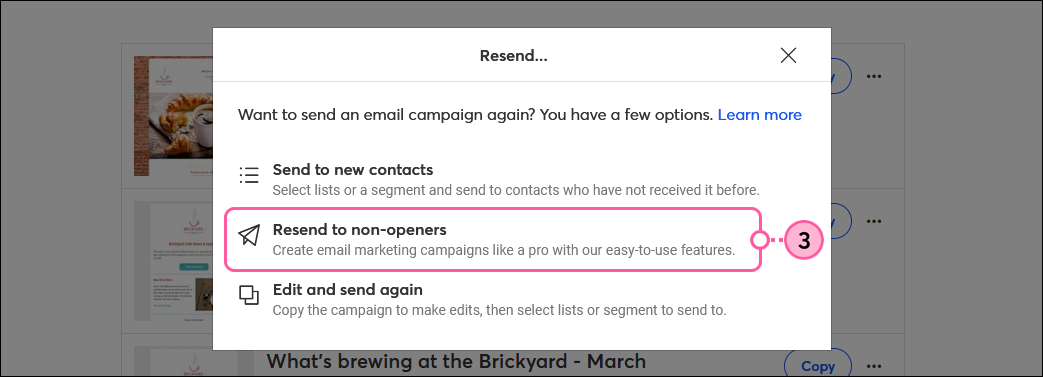 Resend options and Resend to Non-Openers selected