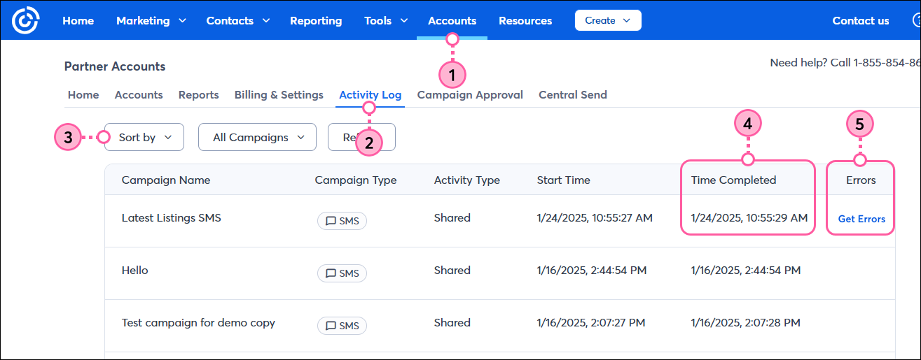 SMS Campaign Copy Activity Log