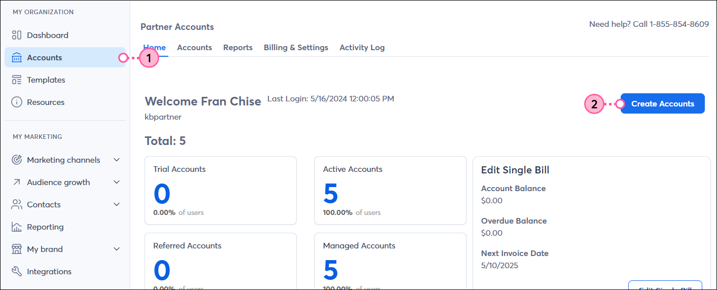 Accounts Tab Create Accounts Button