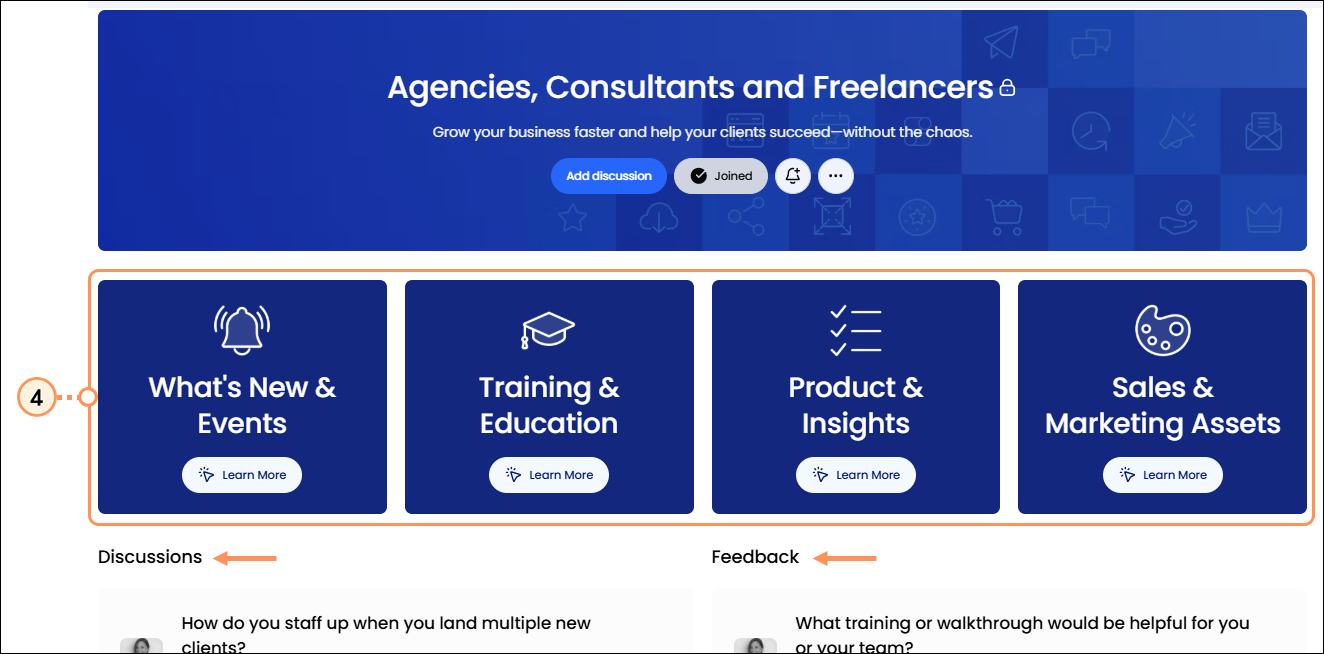 Community Group Home page for Partners