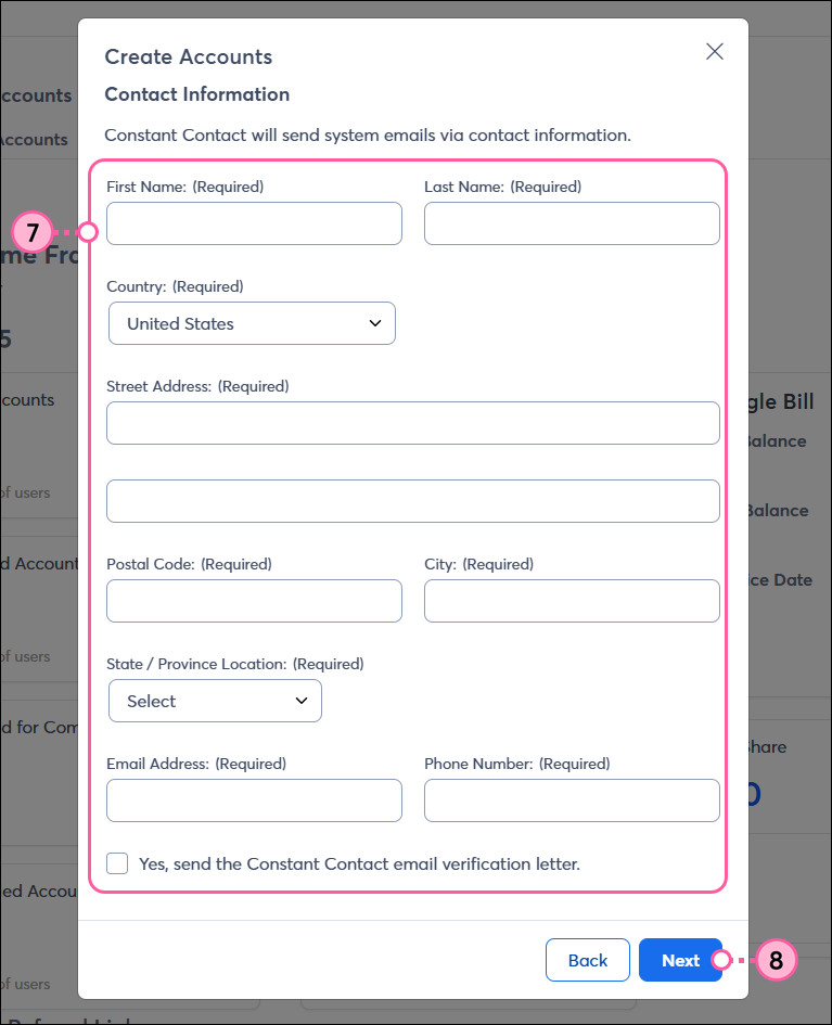 Enter Contact Info