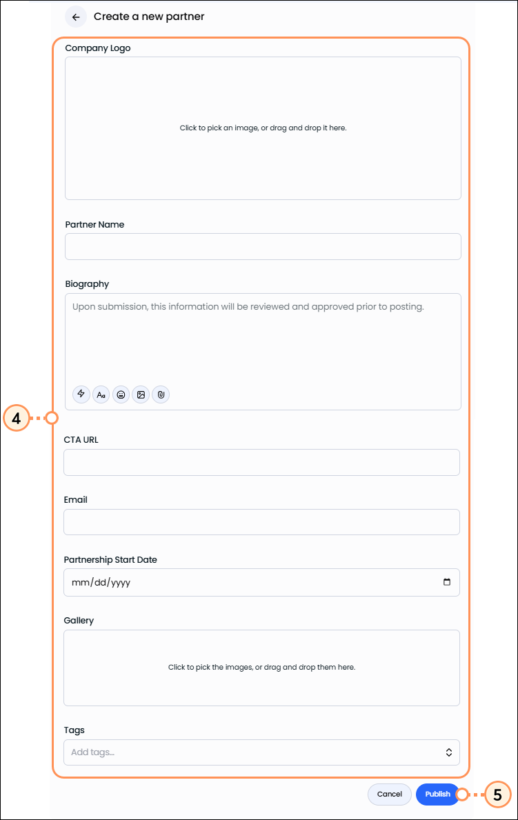 Fill out partner form and publish