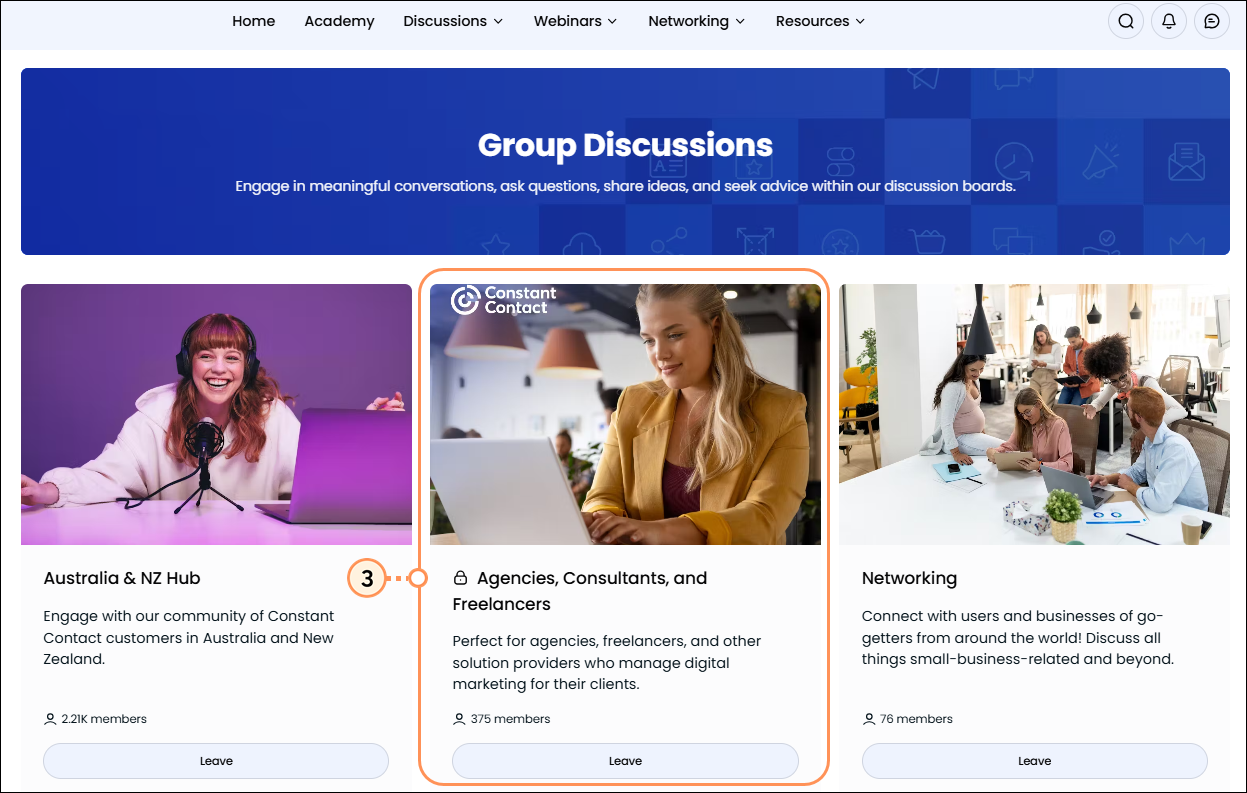 Group Discussions page Agencies Consultants and Freelancers tile