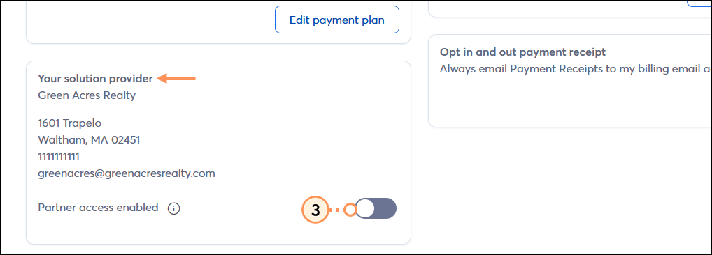 Switch the Partner access enabled toggle