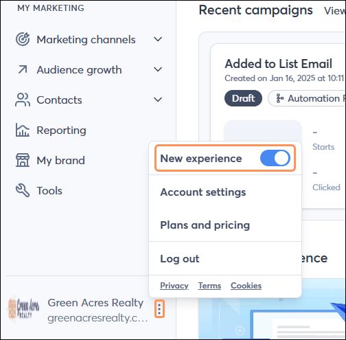 New Experience Toggle