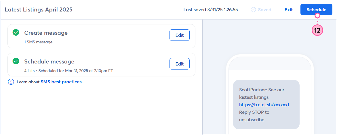 Schedule button