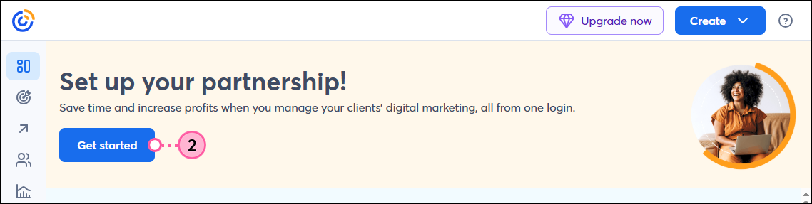 Home page with Get Started button