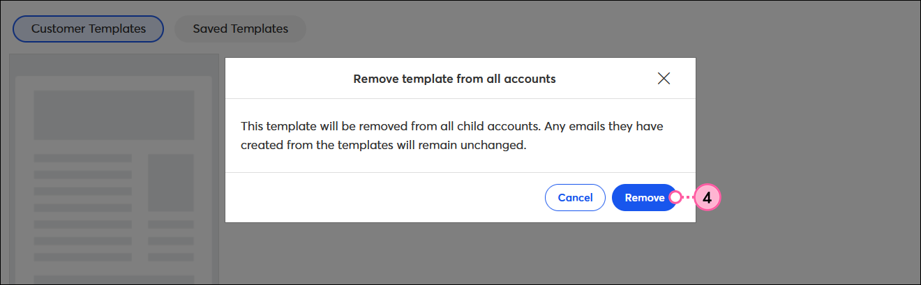 Remove templates from all accounts overlay with Remove button