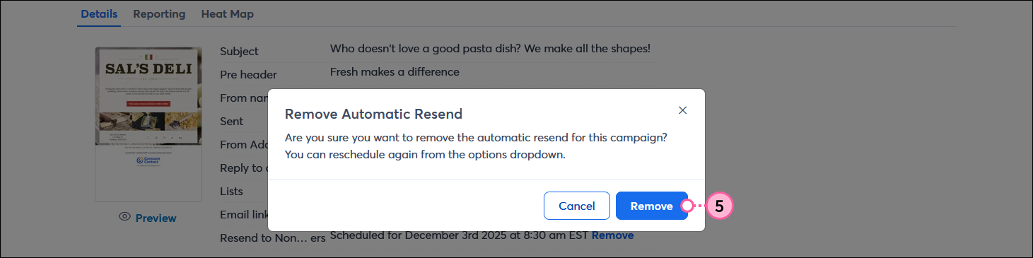 Remove Automatic Resend overlay and Remove button