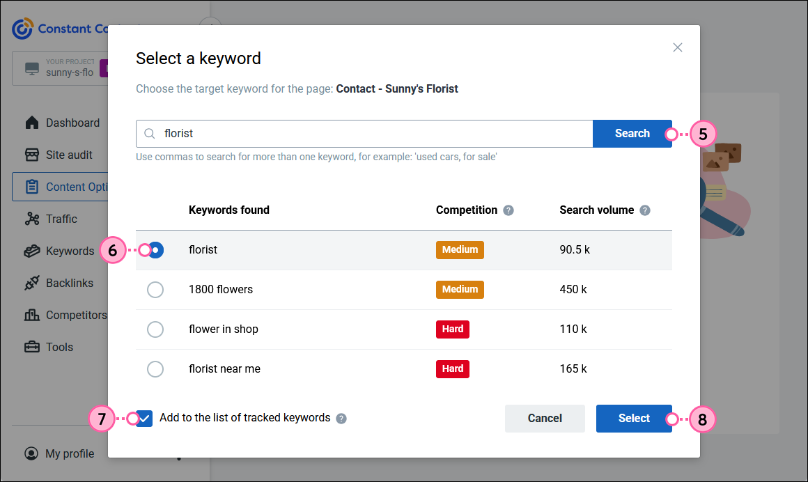 Select a Keyword