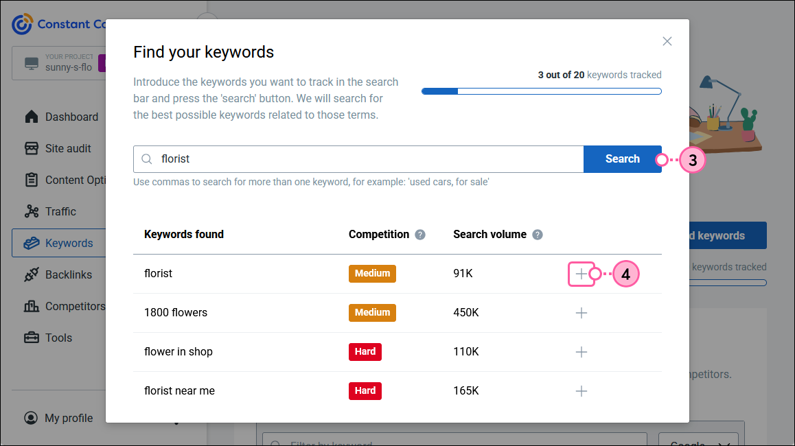 Search For New Keyword