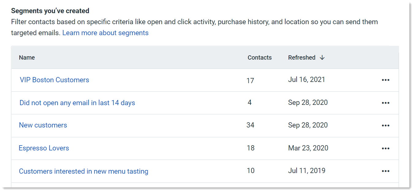 Contact Segments