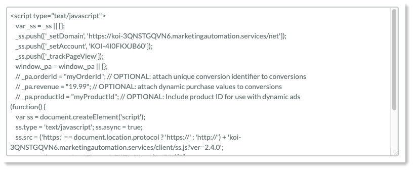 JavaScript Tracking Tag