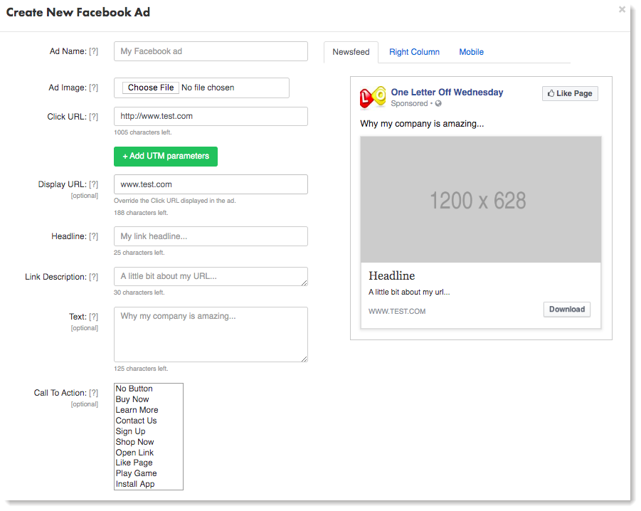 New Facebook Ad