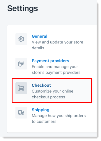 Shopify Settings Checkout