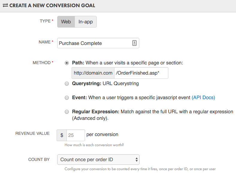 Create Conversion Goal