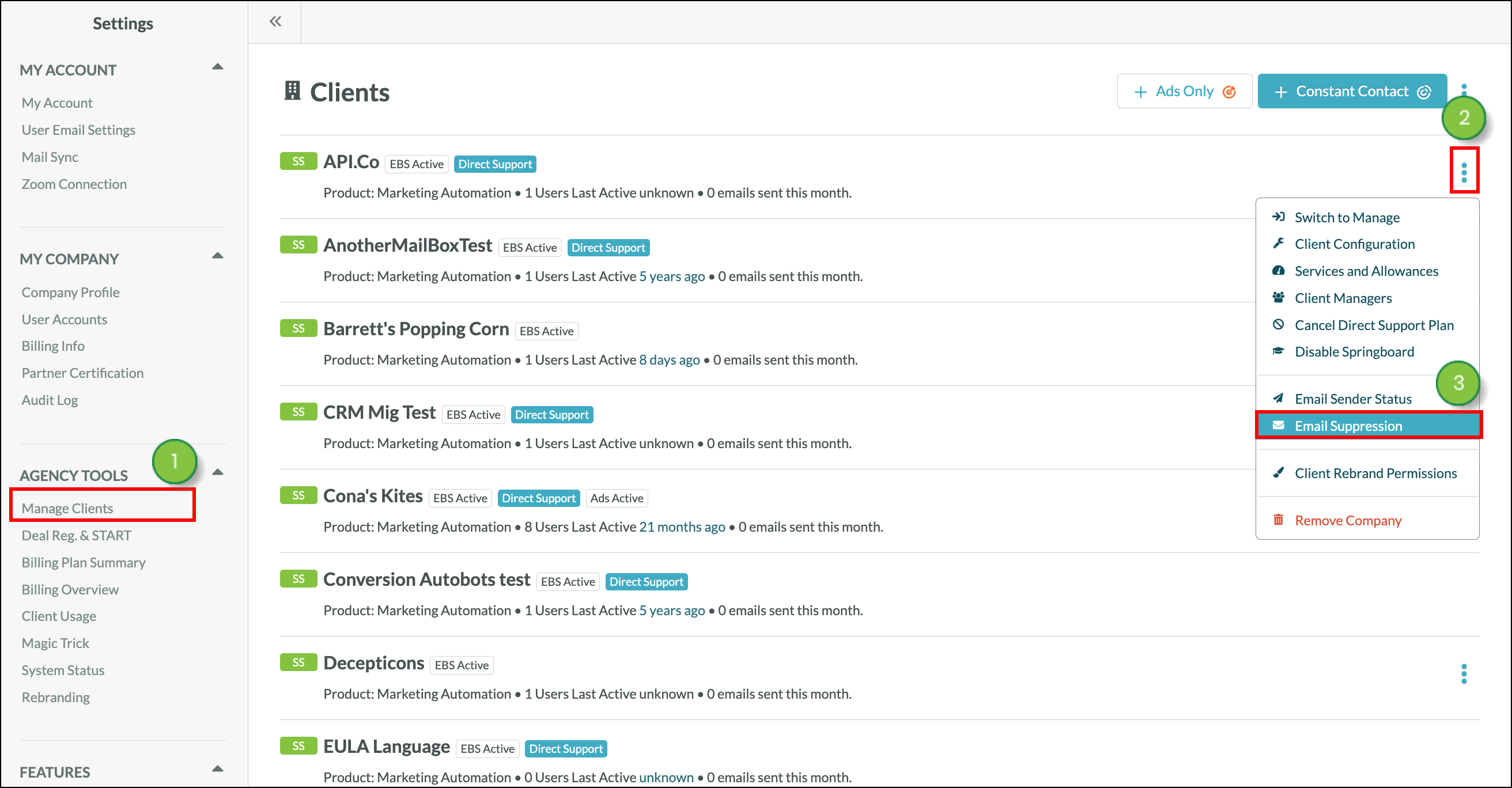 Click Email Suppression