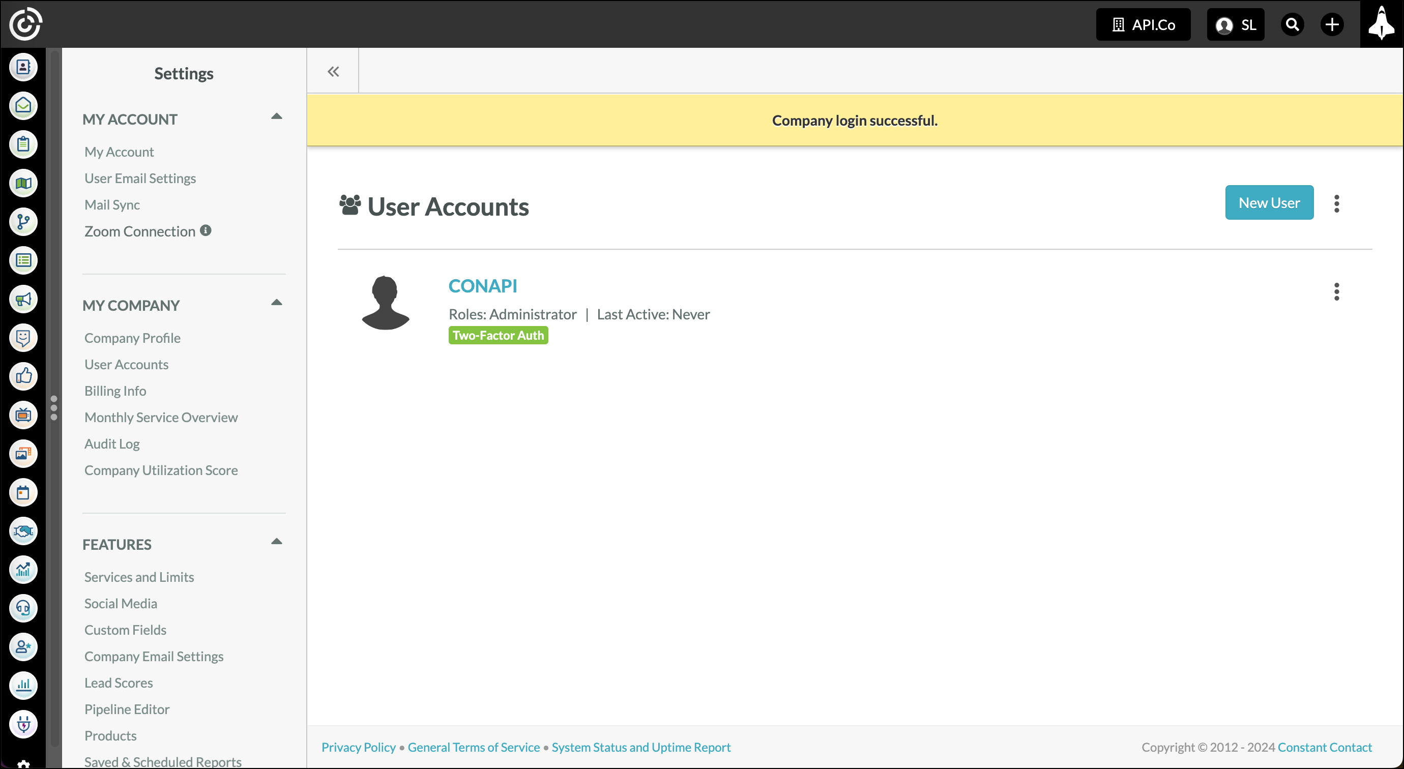 Client account page users