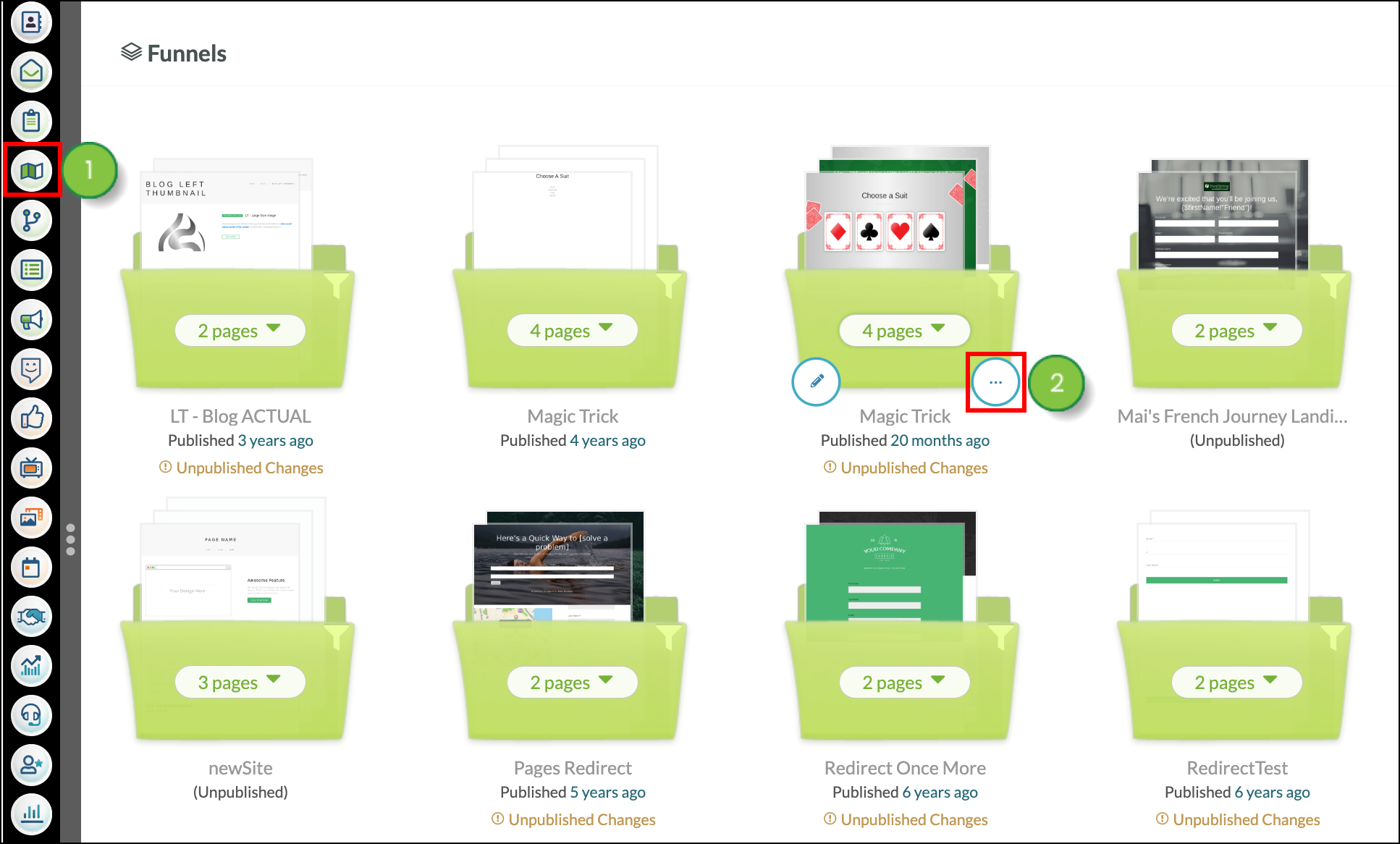 Hover over the folder to click three dots