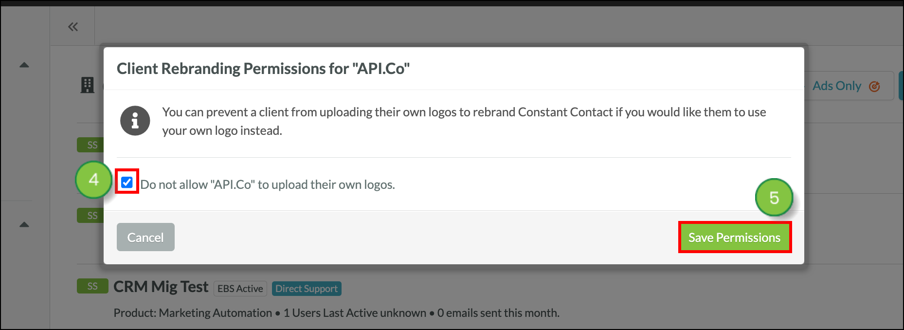 Click the green Save Permissions button