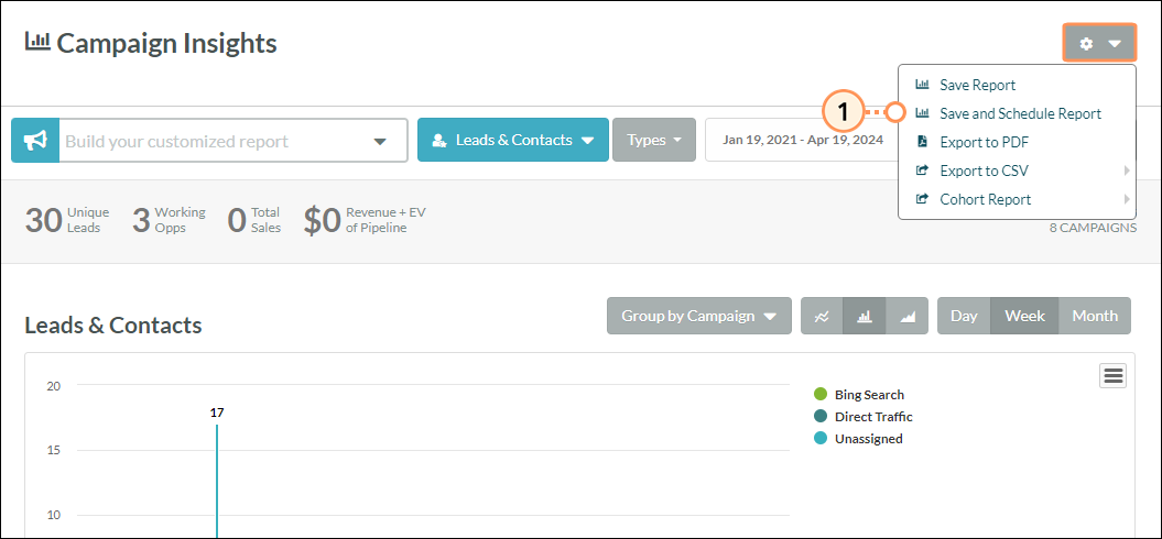 Save and schedule report
