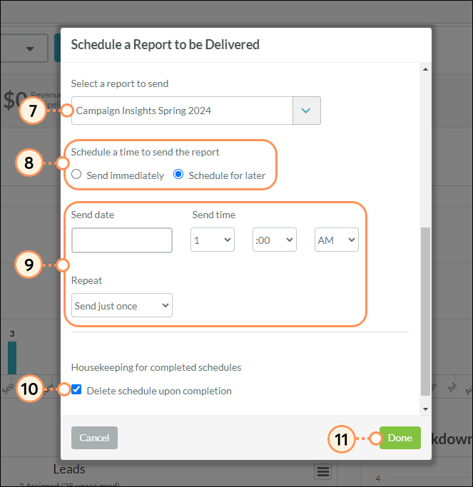 Schedule report and save