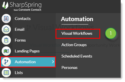 Click Automation then Visual Workflows from the navigation.