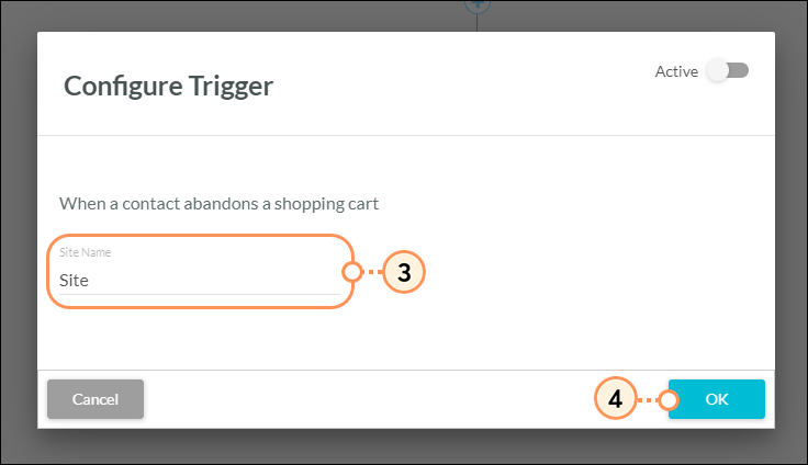 Configure abandon cart trigger