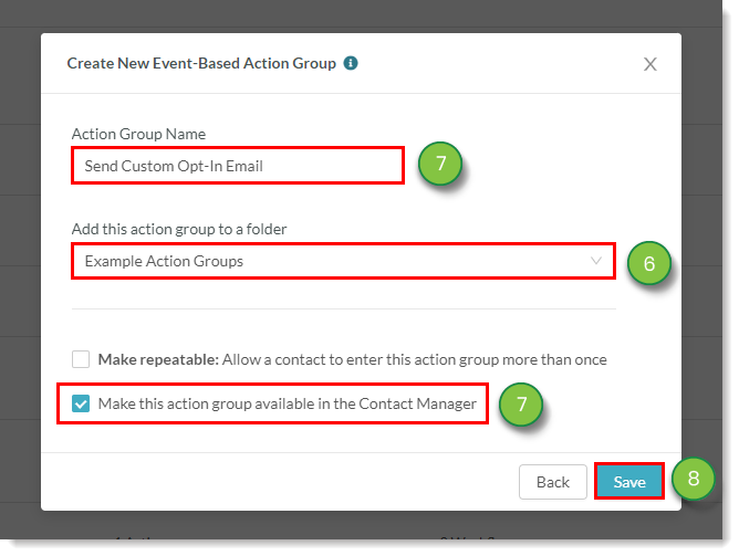 Action Group Settings