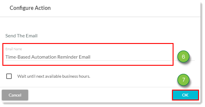 Select the reminder email