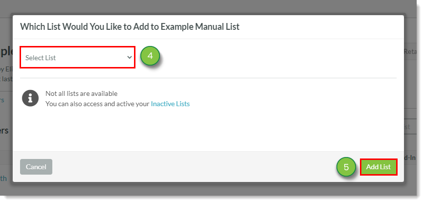 Import list options
