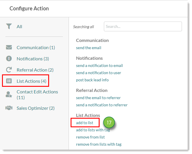 Add to list action
