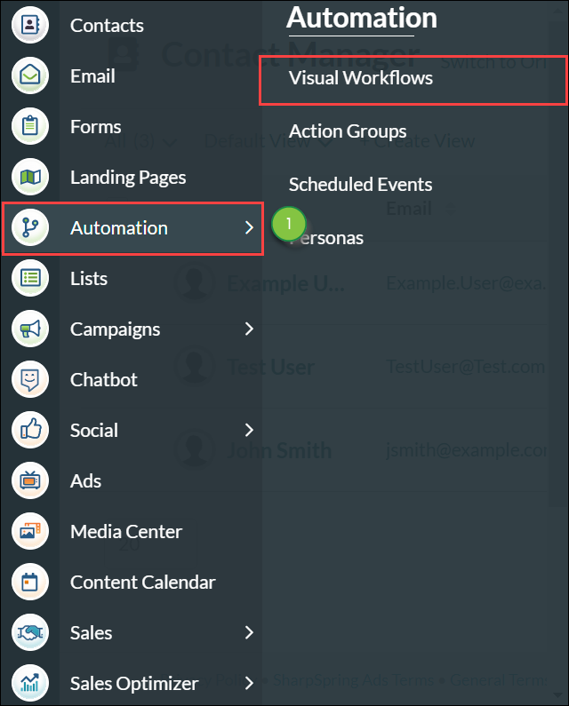 Visual Workflow in the left navigation
