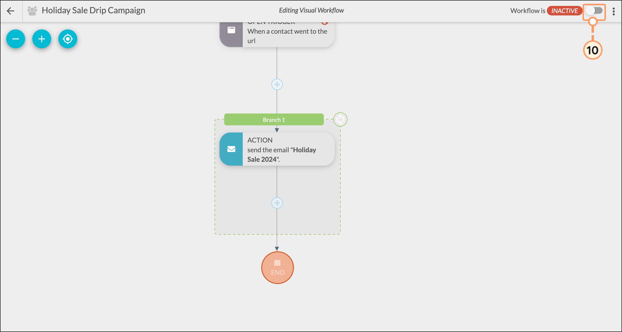 Toggle the workflow from Inactive to Active