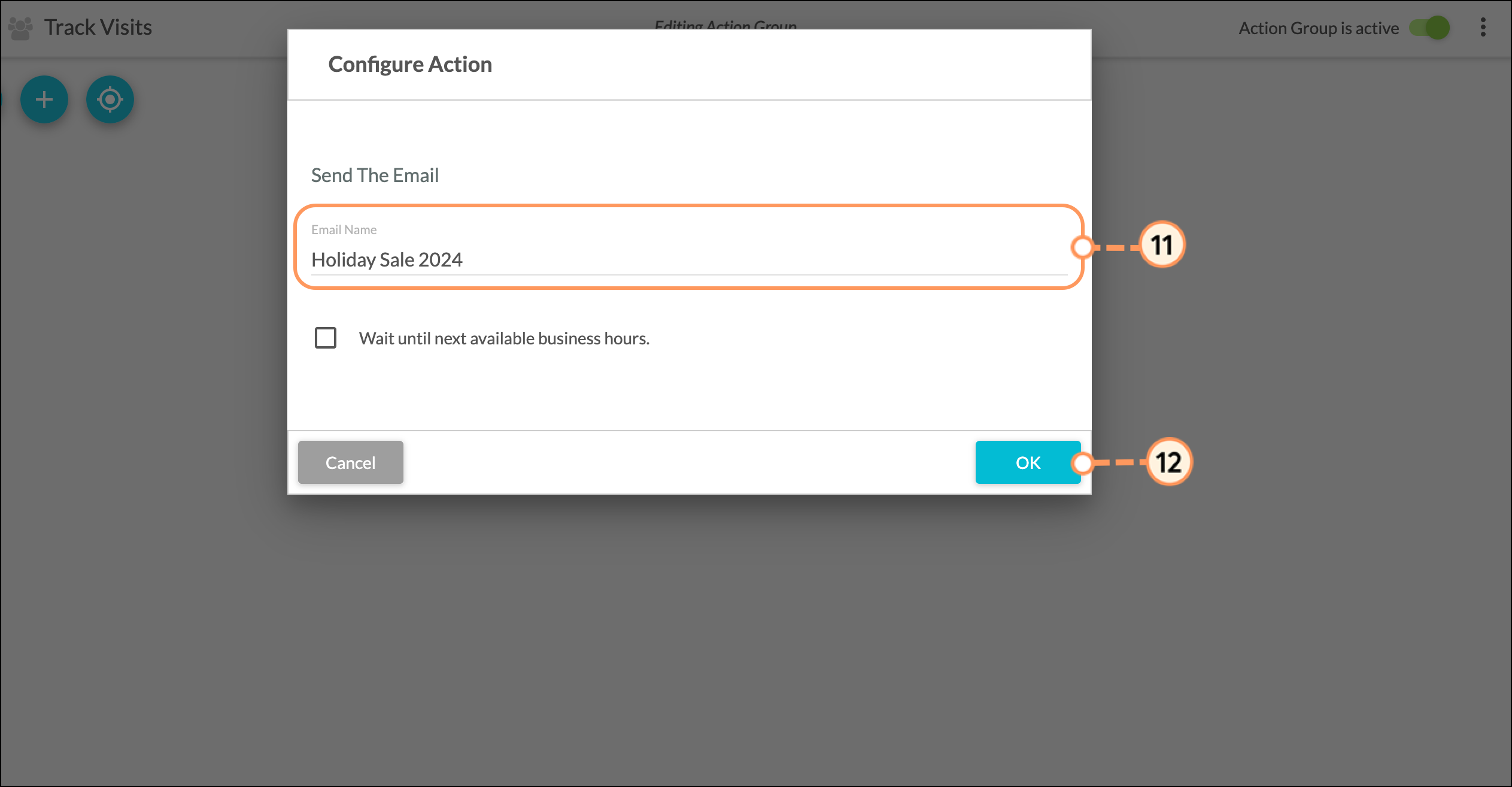 Select the email from the dropdown then click OK