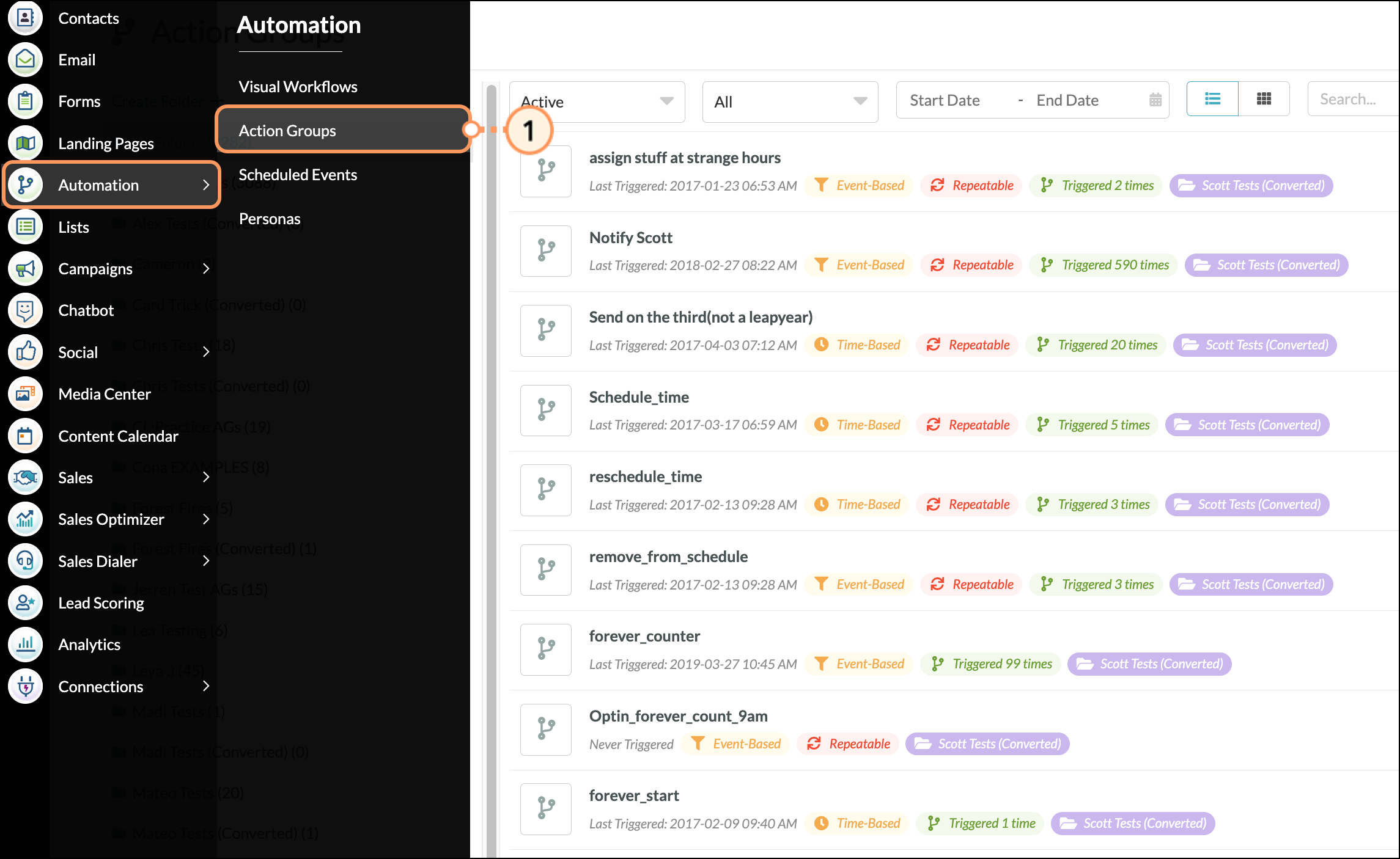 Expanded navigation menu