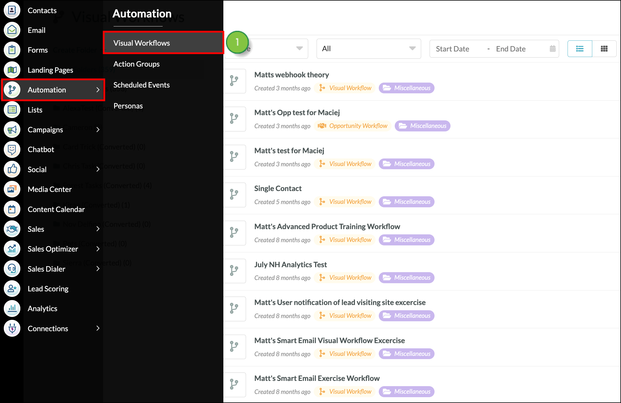 Expanded navigation menu