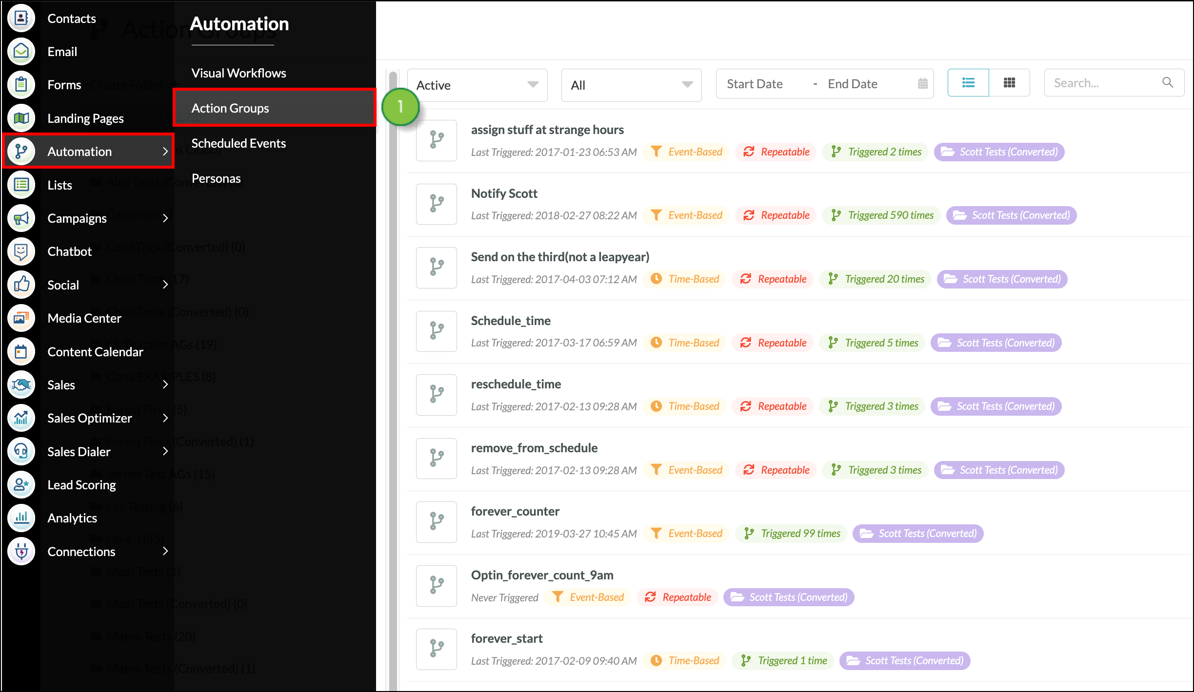 navigation menu expanded