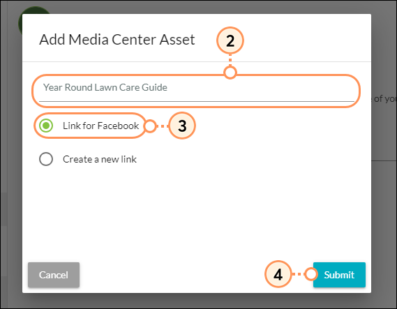 Add Media Center Asset with Trackable Link